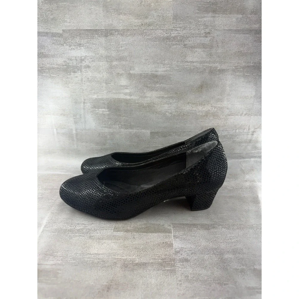 Rockport Total Motion Black Snakeskin Leather Pumps V81086 Women Sz 9.5 M